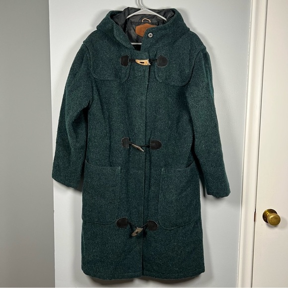 Vintage Woolrich Dark Teal Wool Duffle Coat, Made in USA - Picture 1 of 12